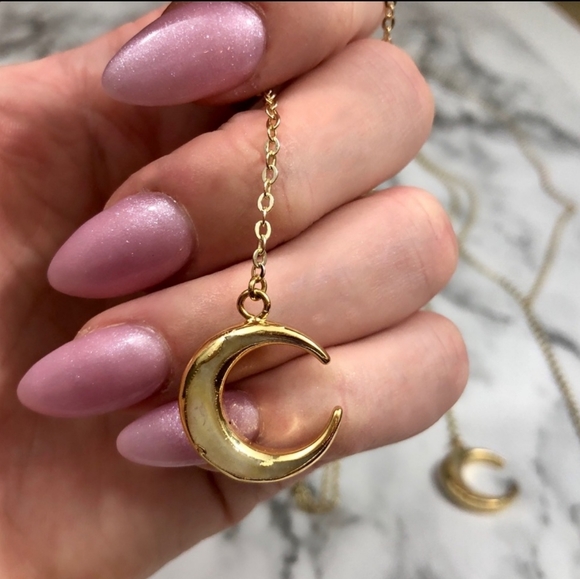 💋 2 for $20/ 14k Gold Crescent Moon Boho Lariat Necklace - Picture 7 of 10